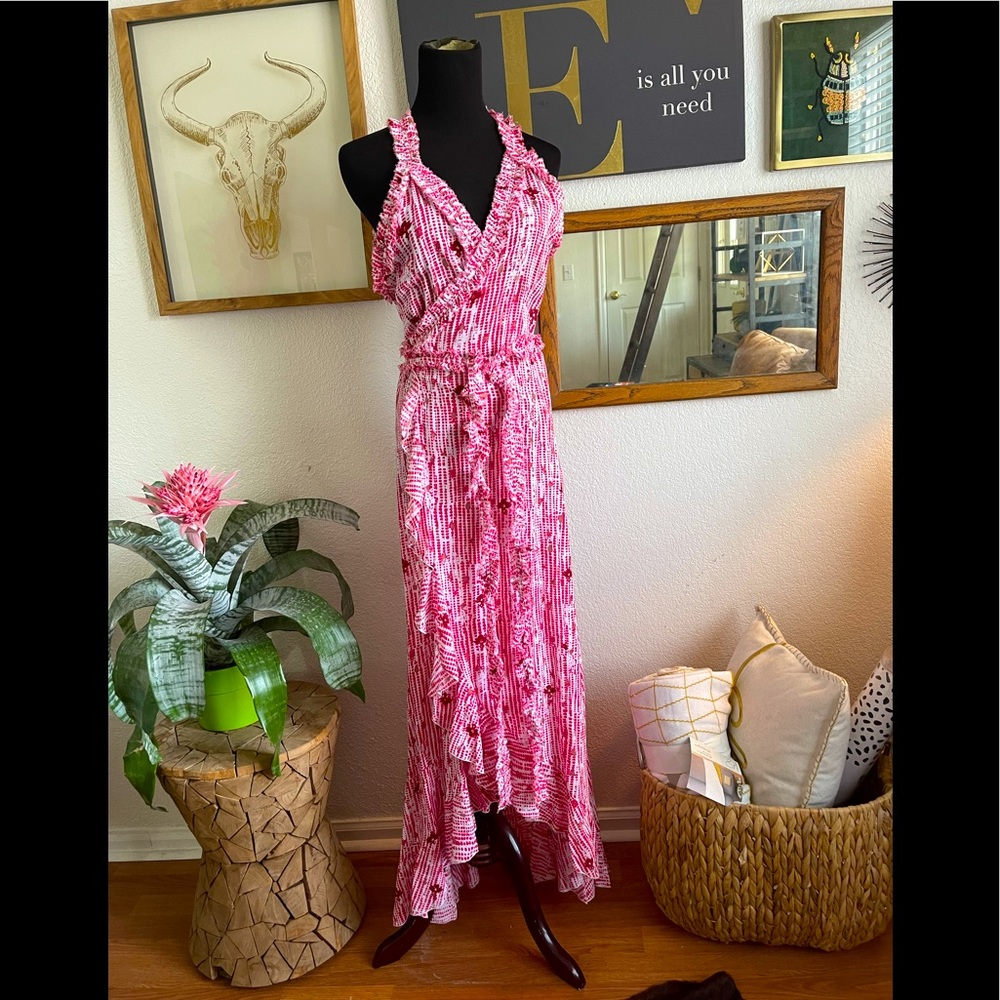Poupette St Barth- wrap maxi halter dress